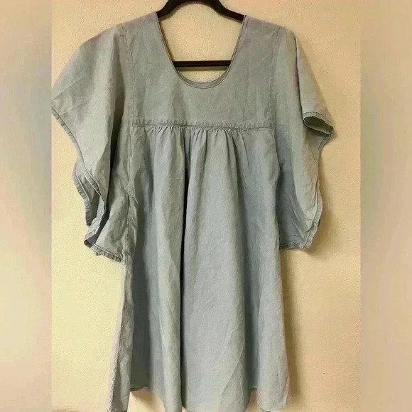 Lucky Brand chambray babydoll dress Flutter sleeve flounce dress S - Picture 2 of 8